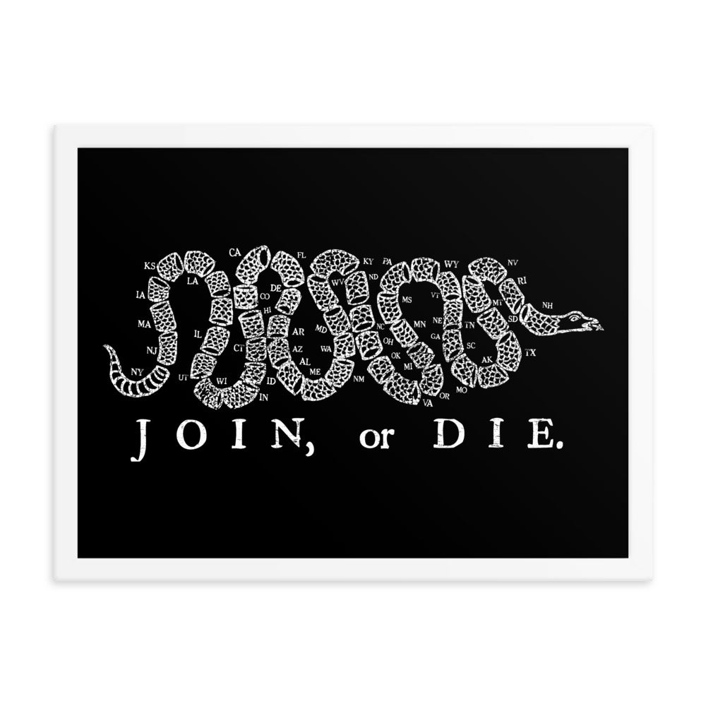 Join or Die 50 State Framed poster