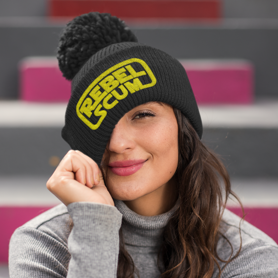 Rebel Scum 3D Embroidered Pom-Pom Beanie