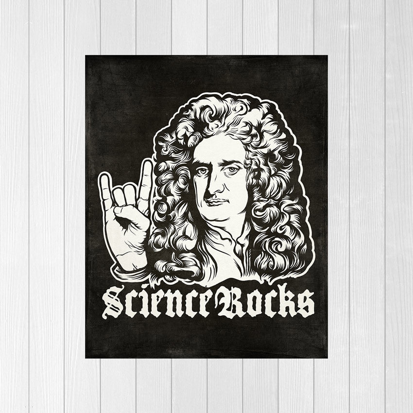Sir Isaac Newton Science Rocks Giclée Print