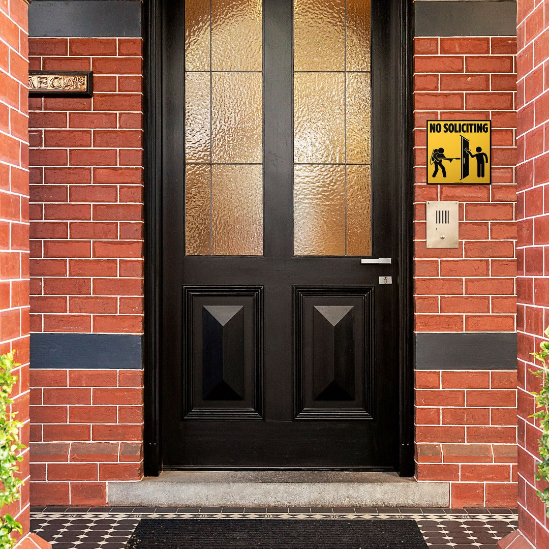 No Soliciting Flamethrower Metal prints