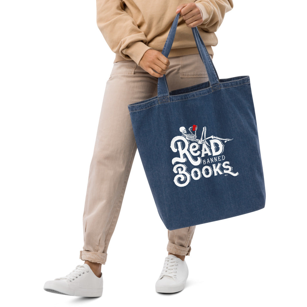 Read Banned Books Organic Denim Tote Bag