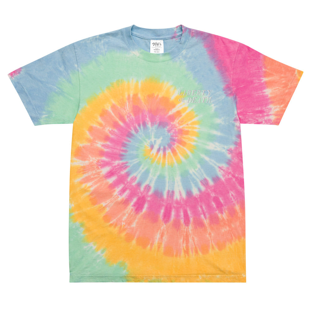 Liberty or Death Oversized Embroidered tie-dye t-shirt