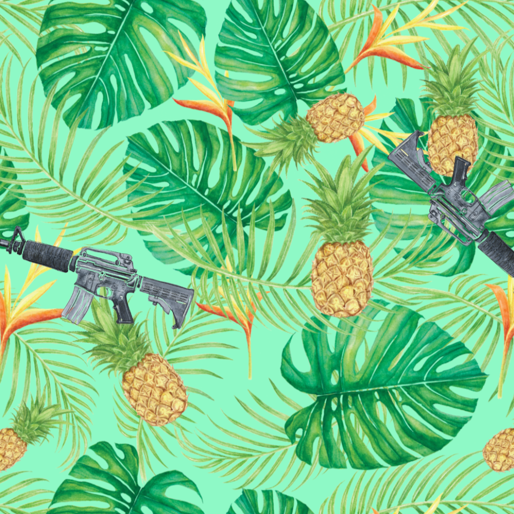 GUN AND PINEAPPLE , Tropical Hawaiian Shirt