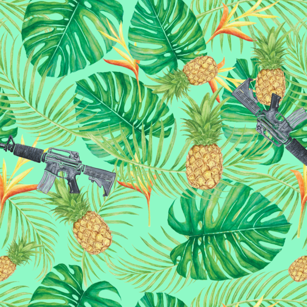 Pineapples and Carbines Hawaiian Print Men's Graphic T-shirt