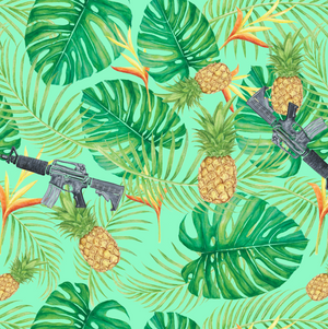 Pineapples and Carbines Hawaiian Men's Athletic Shorts