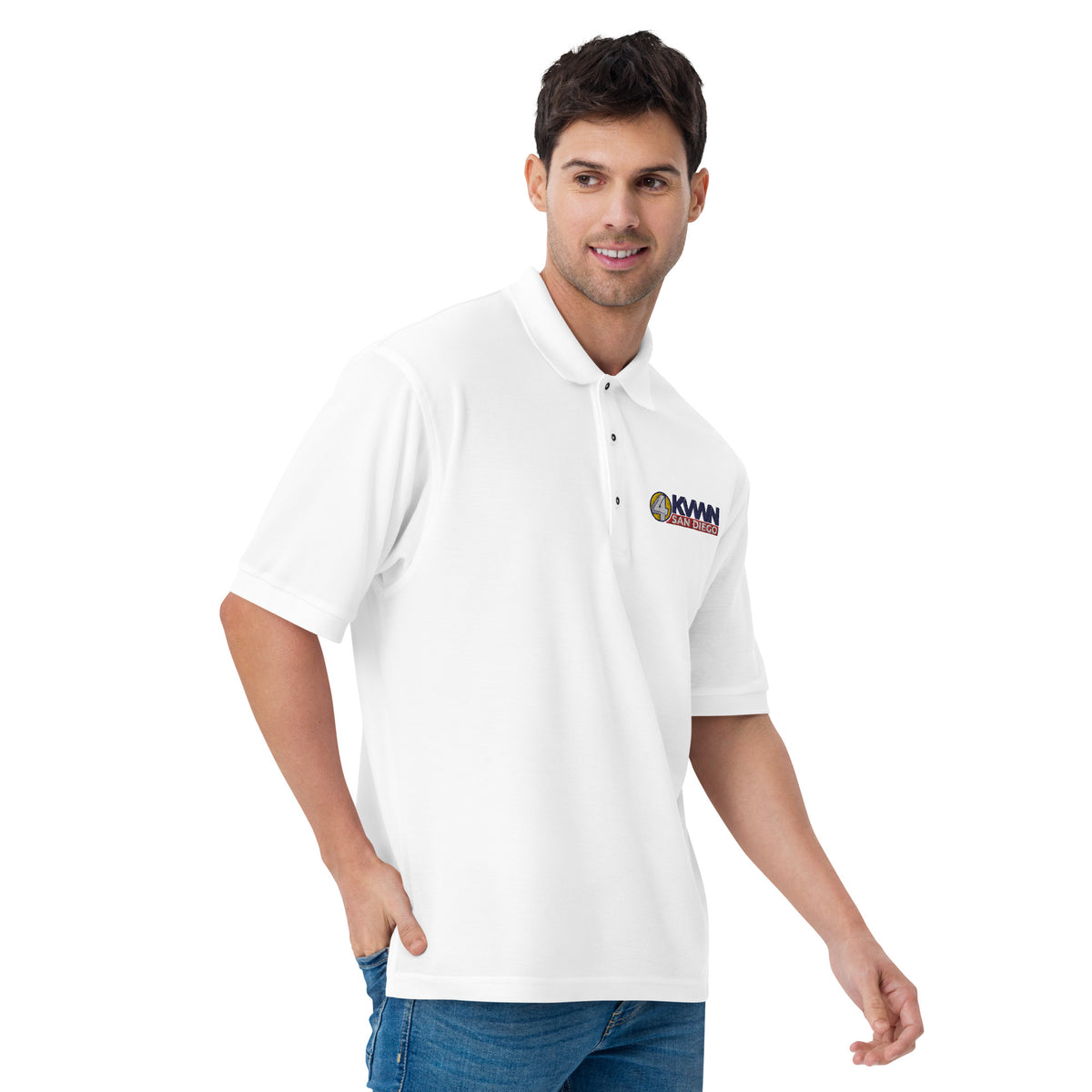 KVWN Channel 4 Anchorman Embroidered Men&#39;s Polo