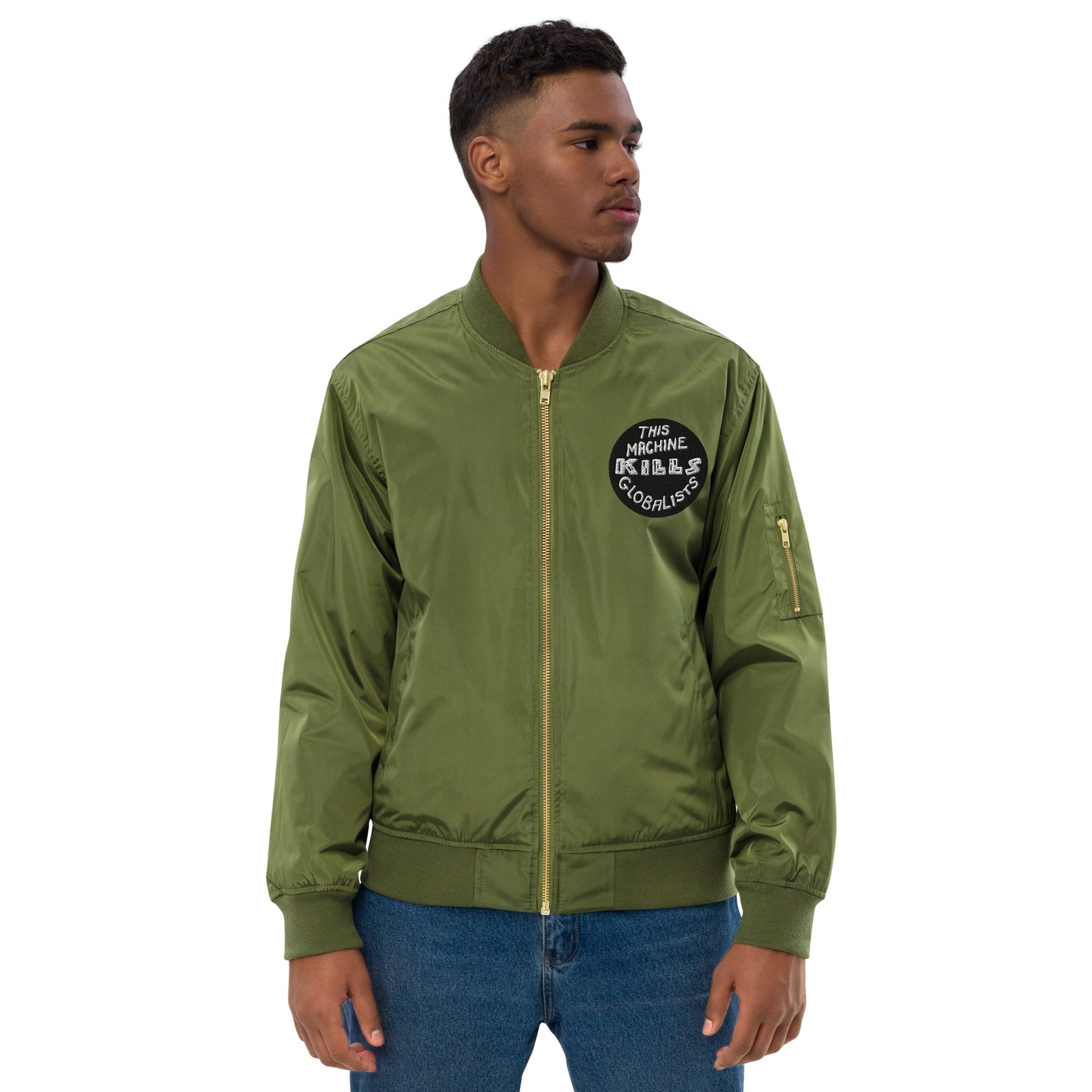 This Machine Kills Globalists Recycled Bomber Jacket