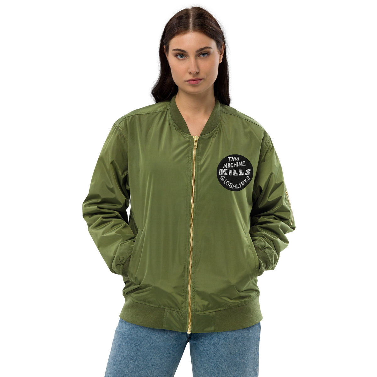 This Machine Kills Globalists Recycled Bomber Jacket