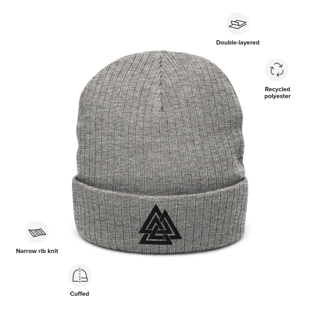 Valknut Embroidered Recycled Cuffed Beanie