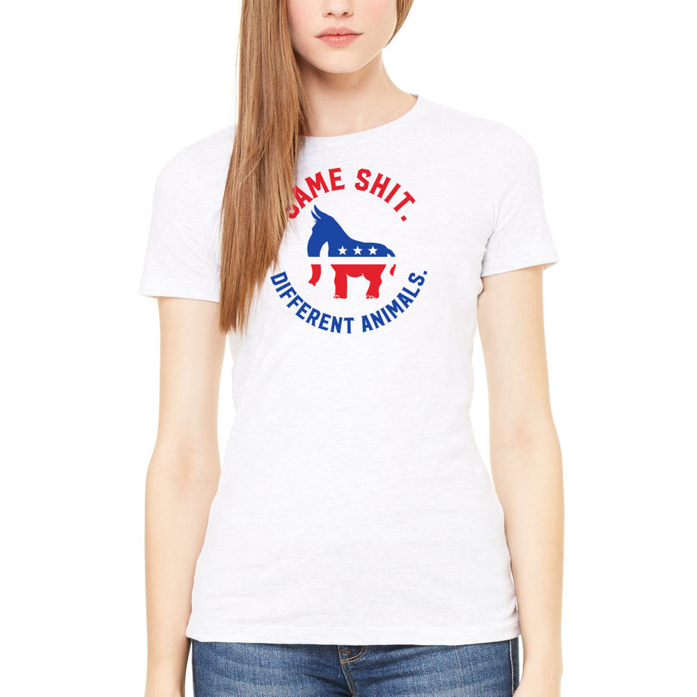 Same Shit Different Animals Republicrat Ladies White T-Shirt by Liberty Maniacs
