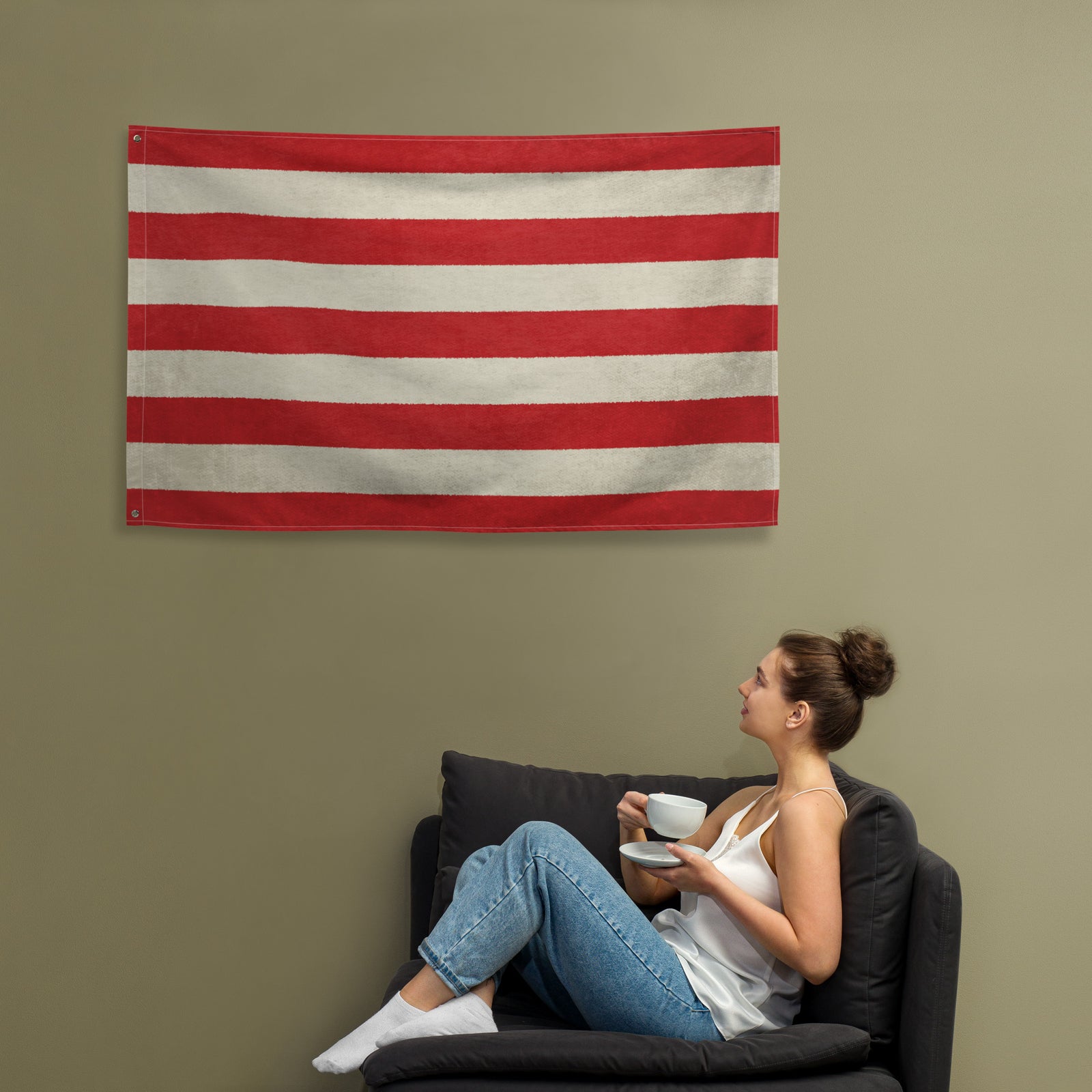 Sons of Liberty Rebel Horizontal Stripes Distressed Wall Flag