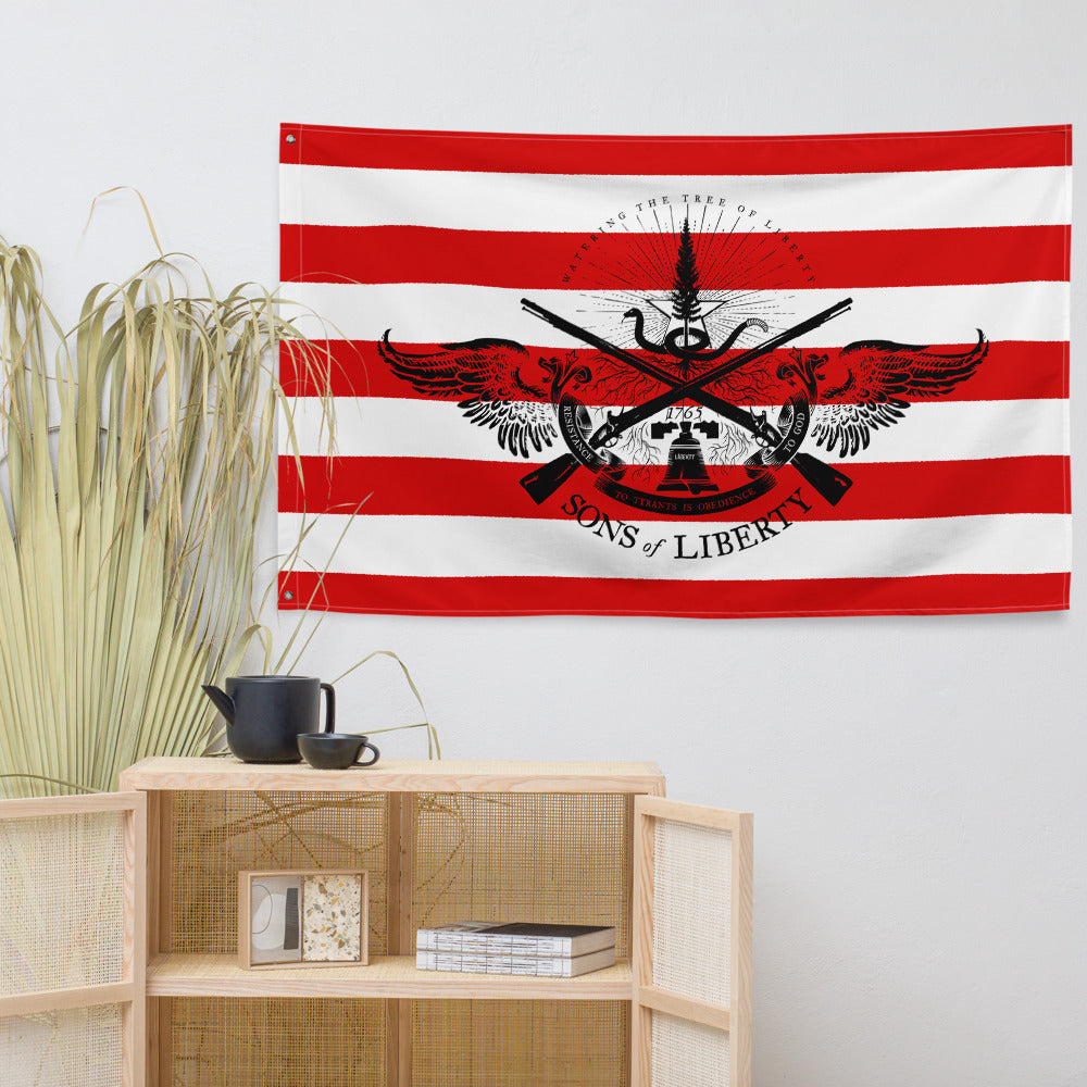 Sons of Liberty Rebel Stripes Emblem Wall Flag