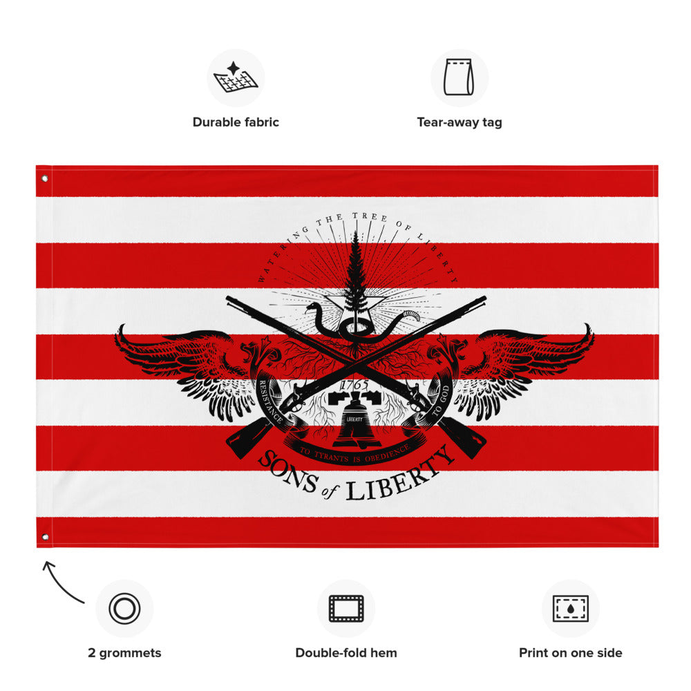 Sons of Liberty Rebel Stripes Emblem Wall Flag