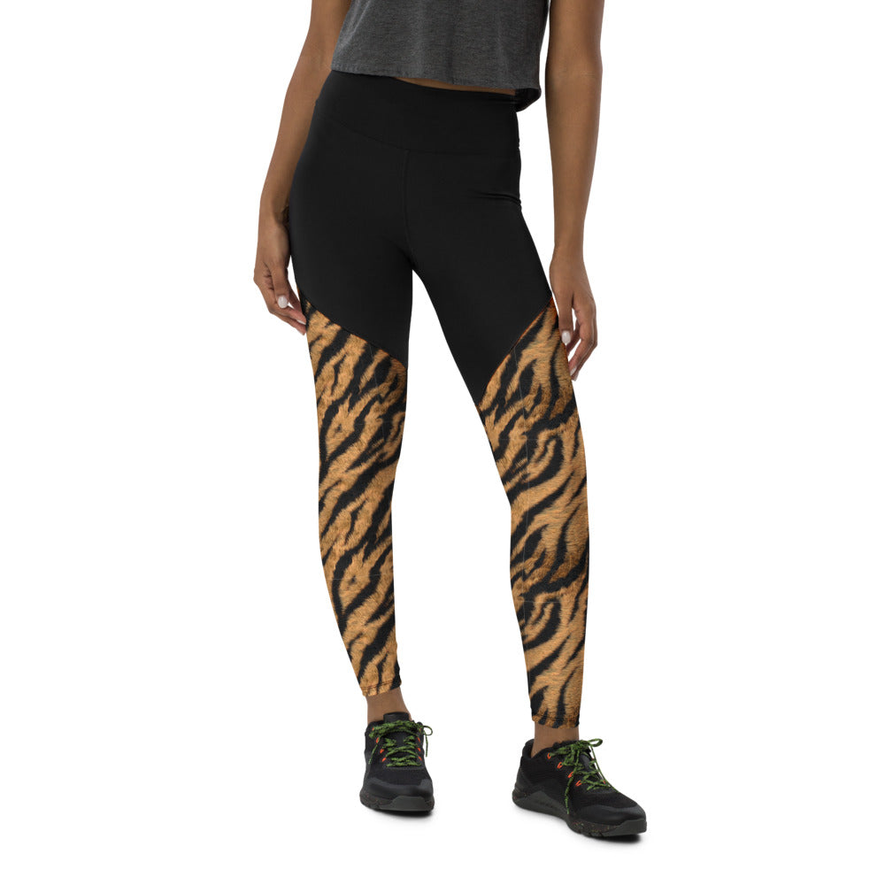 Tiger Stripes Compression Sports Leggings - Liberty Maniacs