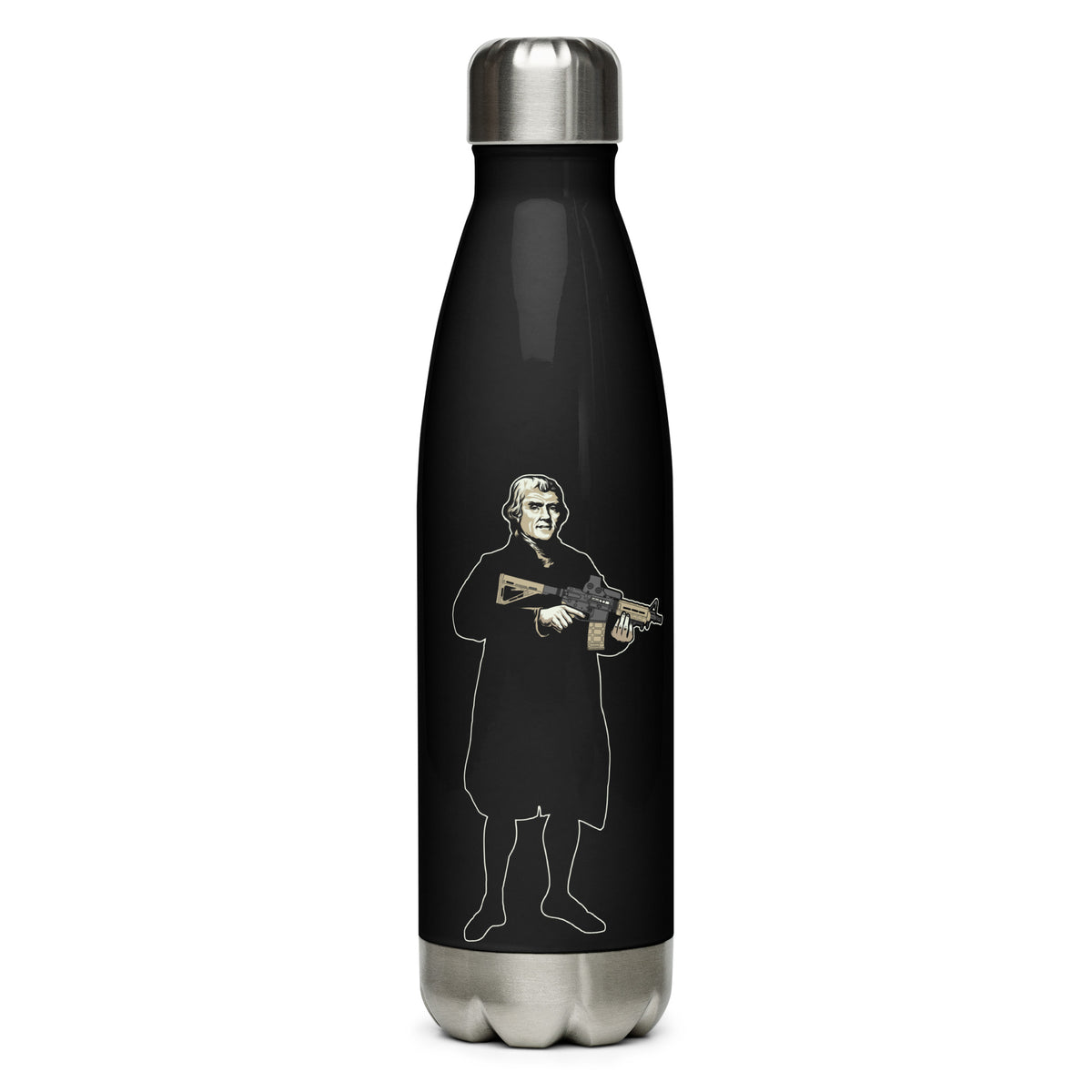 Thomas Jefferson Holding a Carbine Stainless Steel Water Bottle