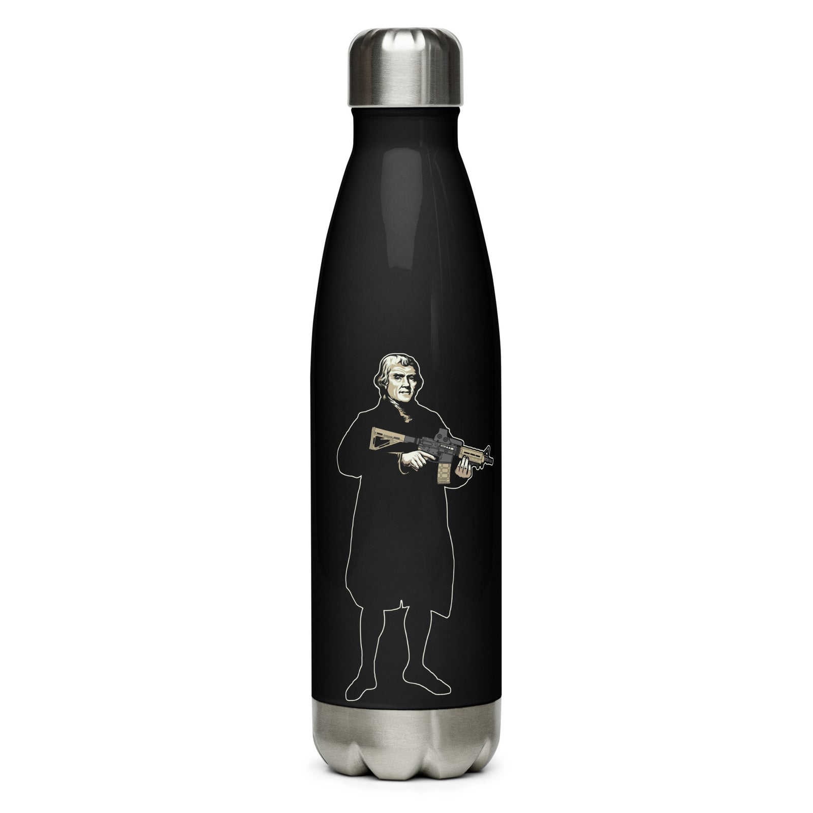 Thomas Jefferson Holding a Carbine Stainless Steel Water Bottle
