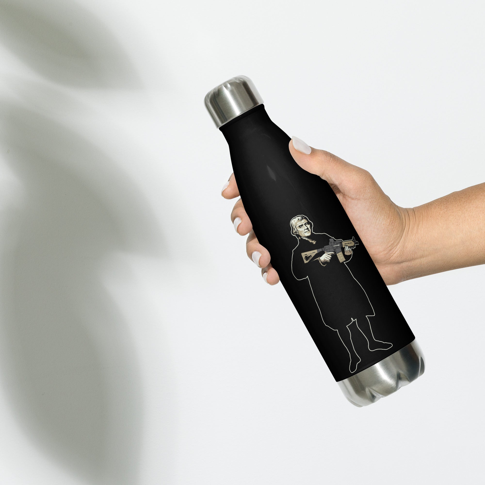 Thomas Jefferson Holding a Carbine Stainless Steel Water Bottle