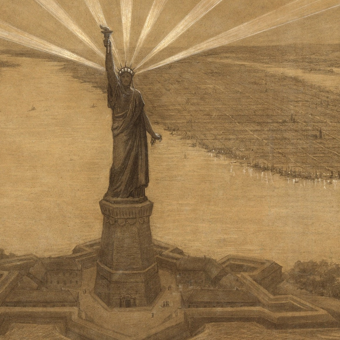 The Statue of Liberty Illuminating the World Bartholdi Statue of Liberty Presentation Drawing