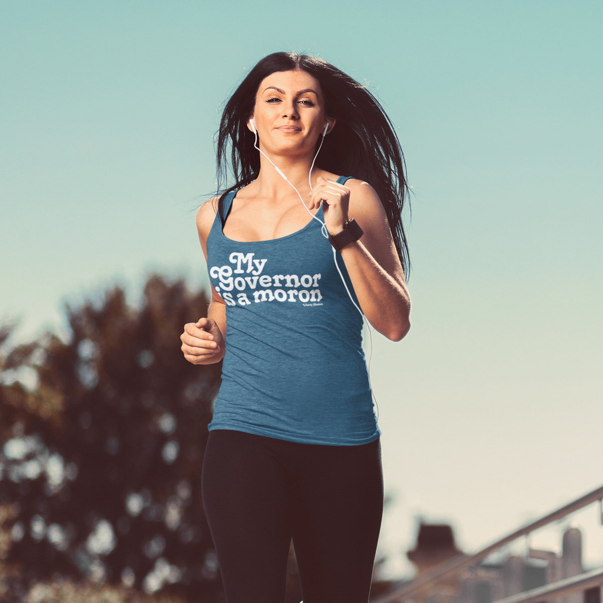 My Governor is a Moron tri-blend racer-back tank top from Liberty Maniacs