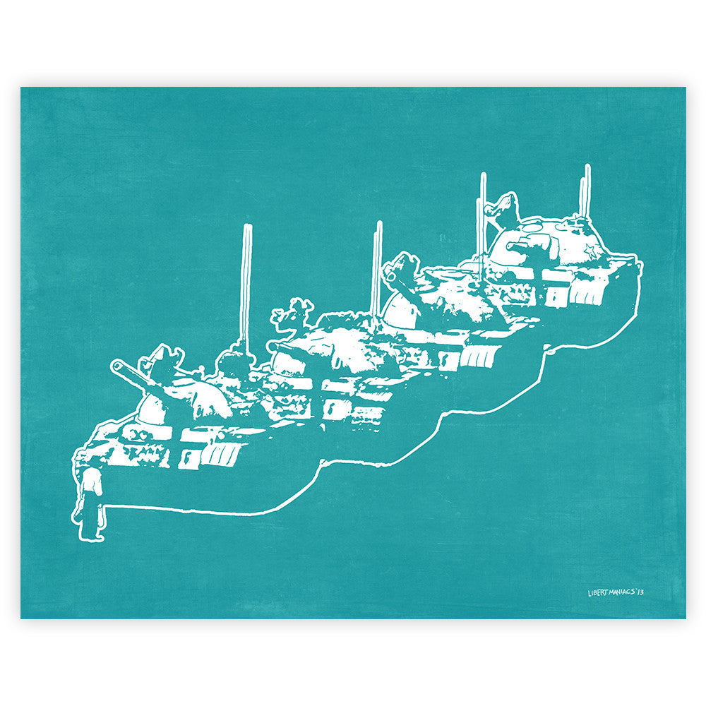 Tienanmen Tank Man Poster Blue