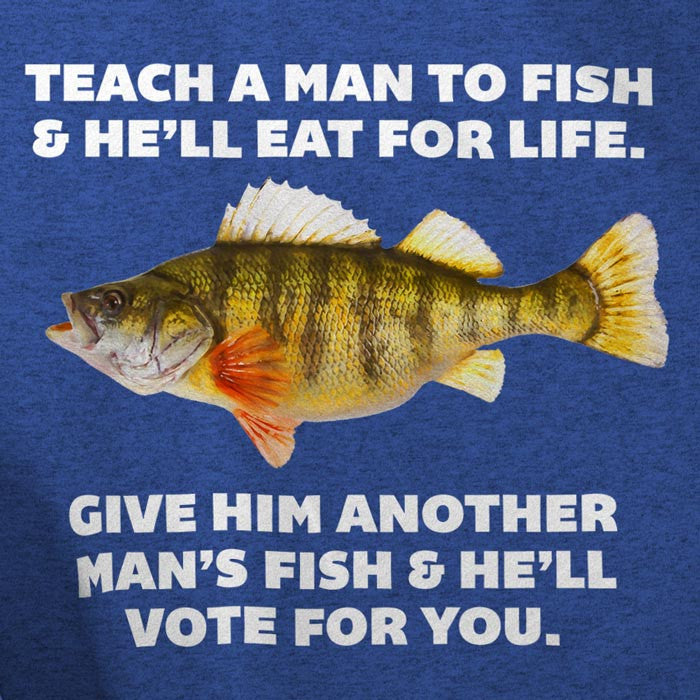 Teach A Man To Fish Heather Blue T-shirt by LibertyManiacs.com