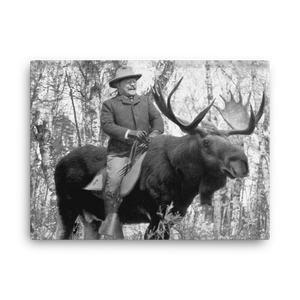 Teddy Roosevelt Riding a Bullmoose Canvas