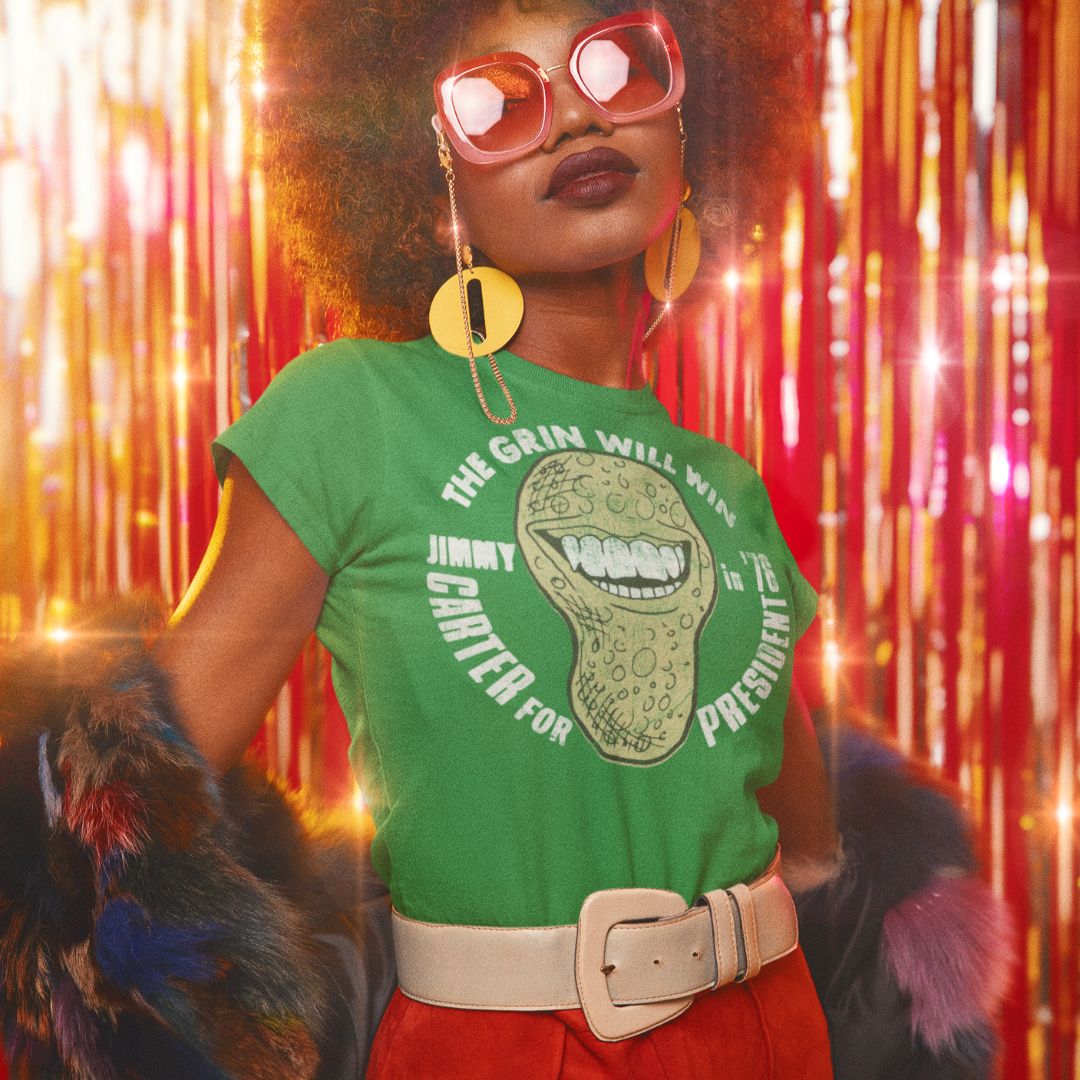 The Grin Will Win 1976 Jimmy Carter Campaign T-Shirt