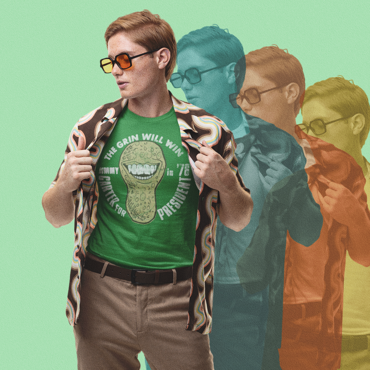 The Grin Will Win 1976 Jimmy Carter Distressed Campaign T-Shirt