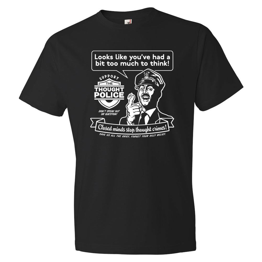 Too Much To Think Retro Thought Police Graphic T-Shirt