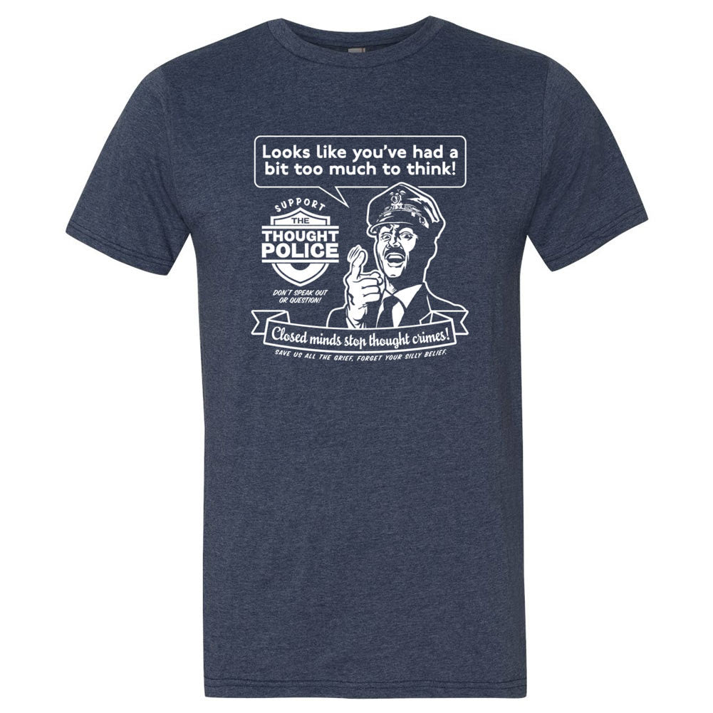 Too Much To Think Retro Thought Police Graphic T-Shirt