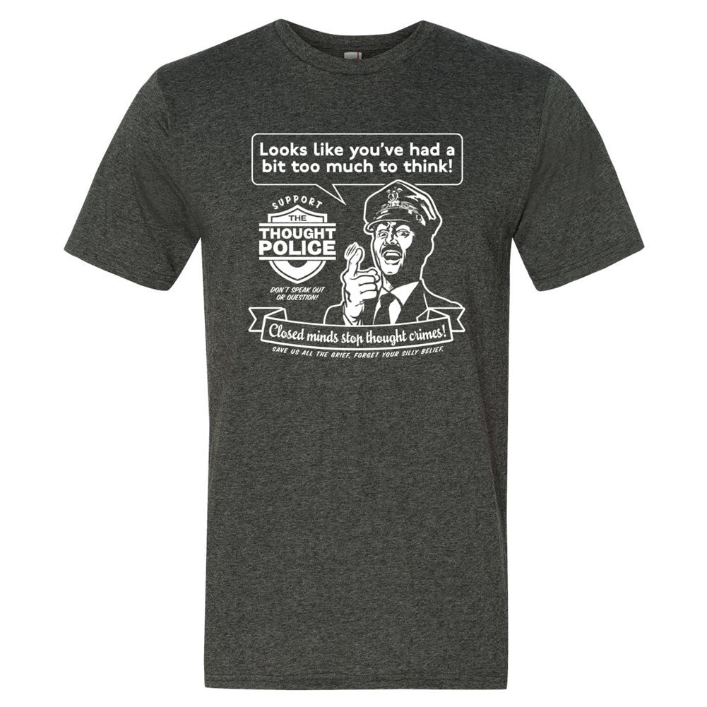 Too Much To Think Retro Thought Police Graphic T-Shirt