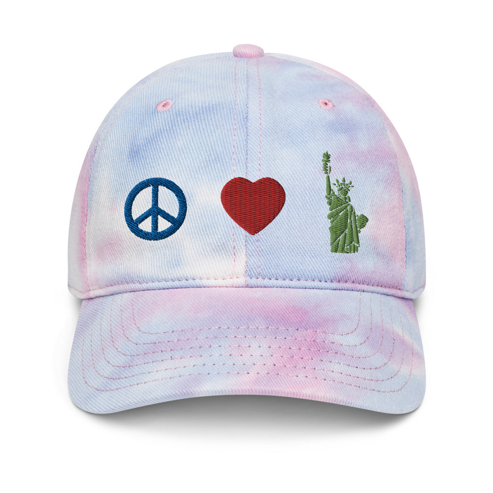 Peace Love Liberty Tie dye hat
