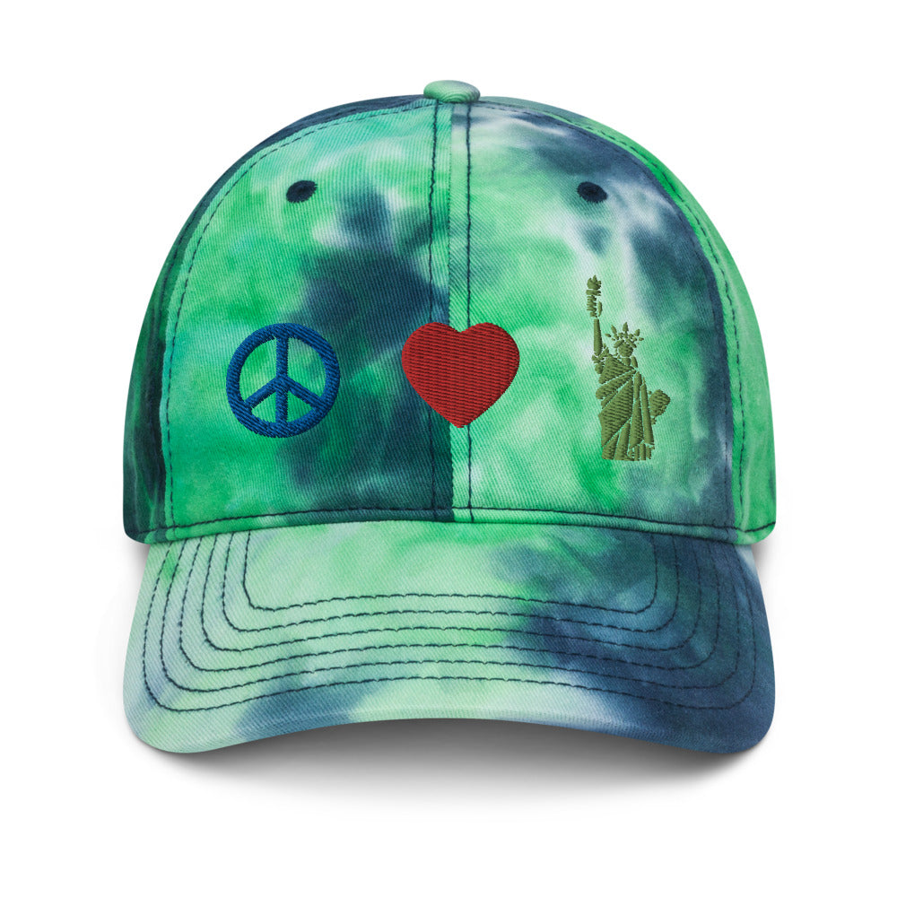 Peace Love Liberty Tie dye hat