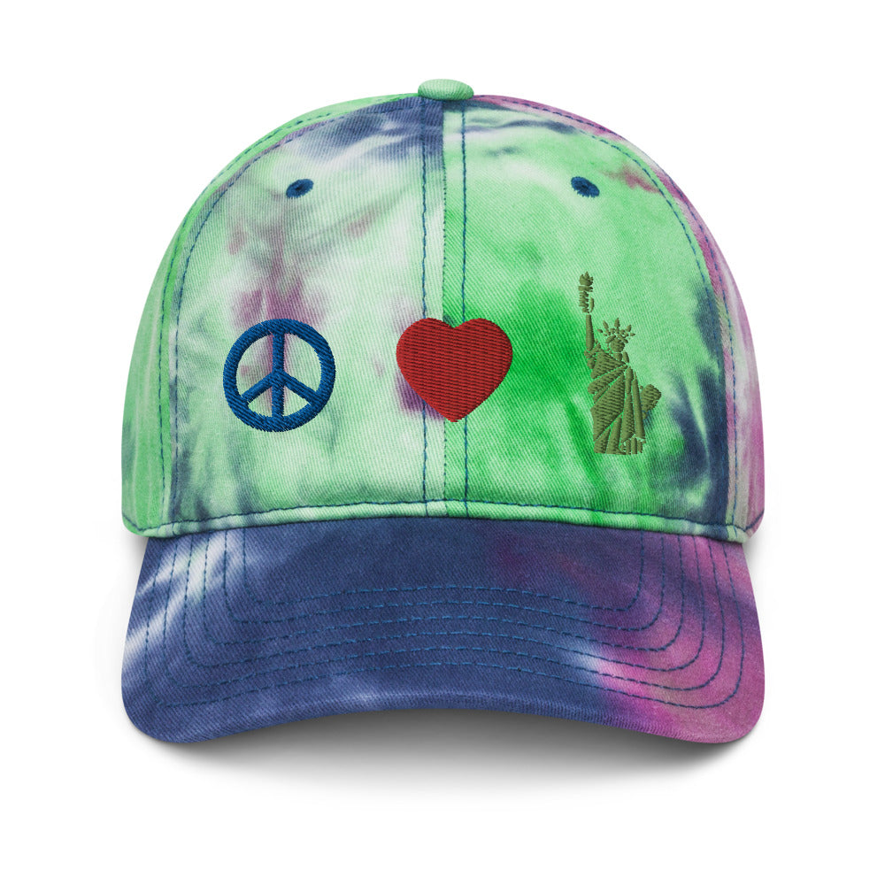 Peace Love Liberty Tie dye hat
