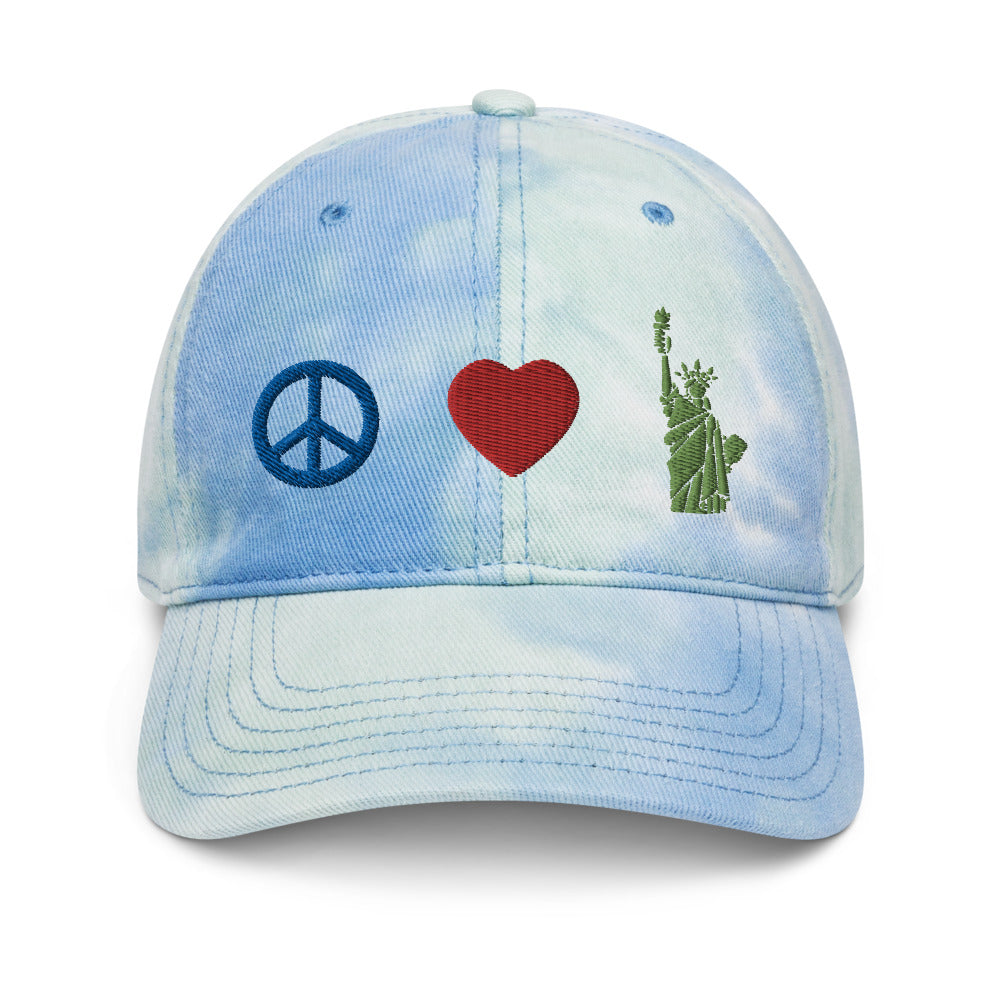 Peace Love Liberty Tie dye hat