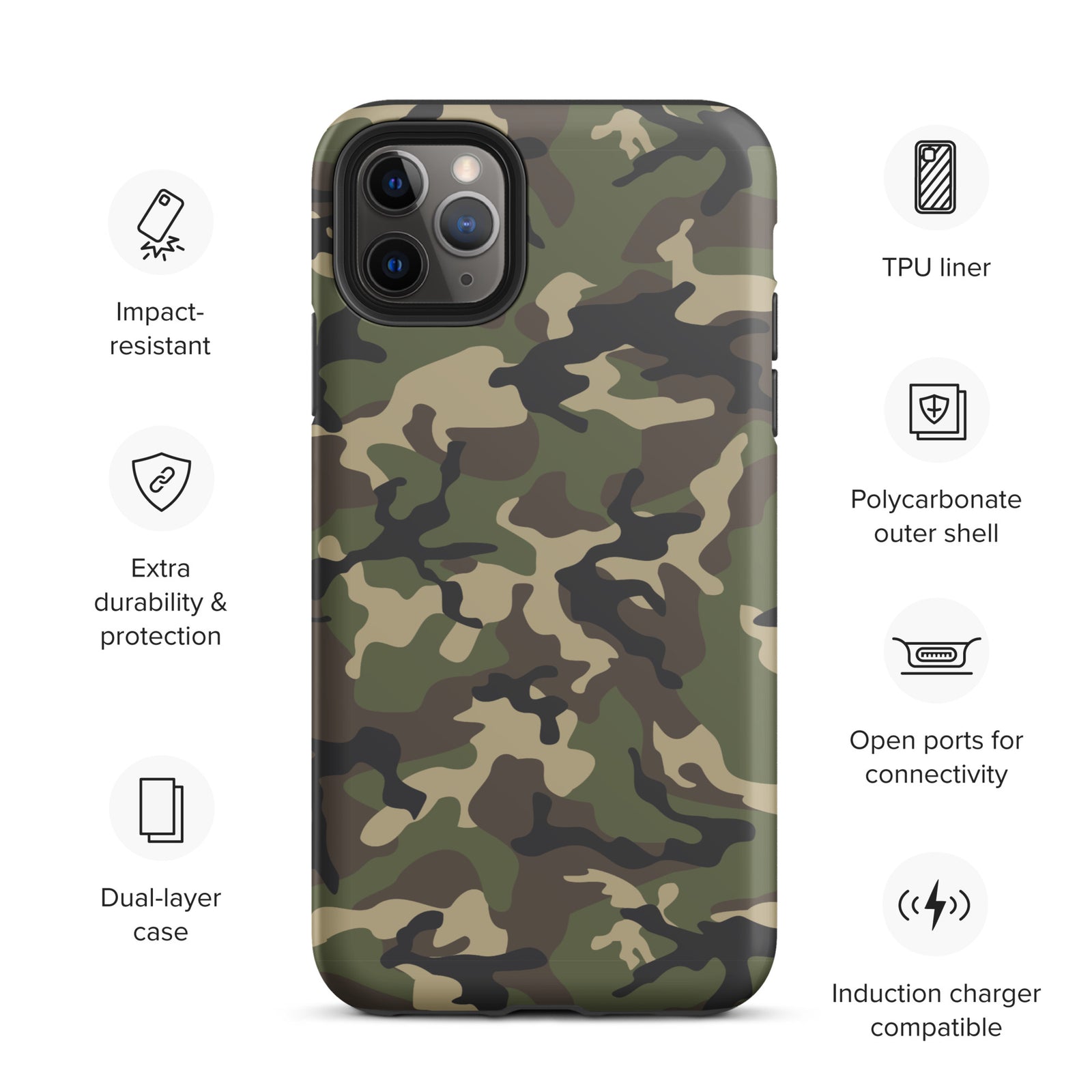 Woodland Camo Tough iPhone case