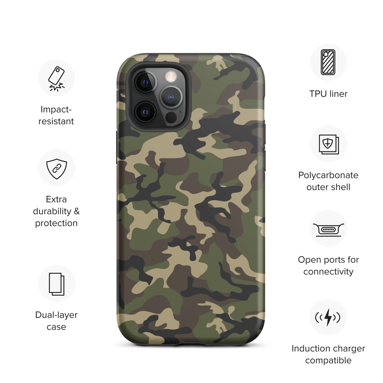 Woodland Camo Tough iPhone case