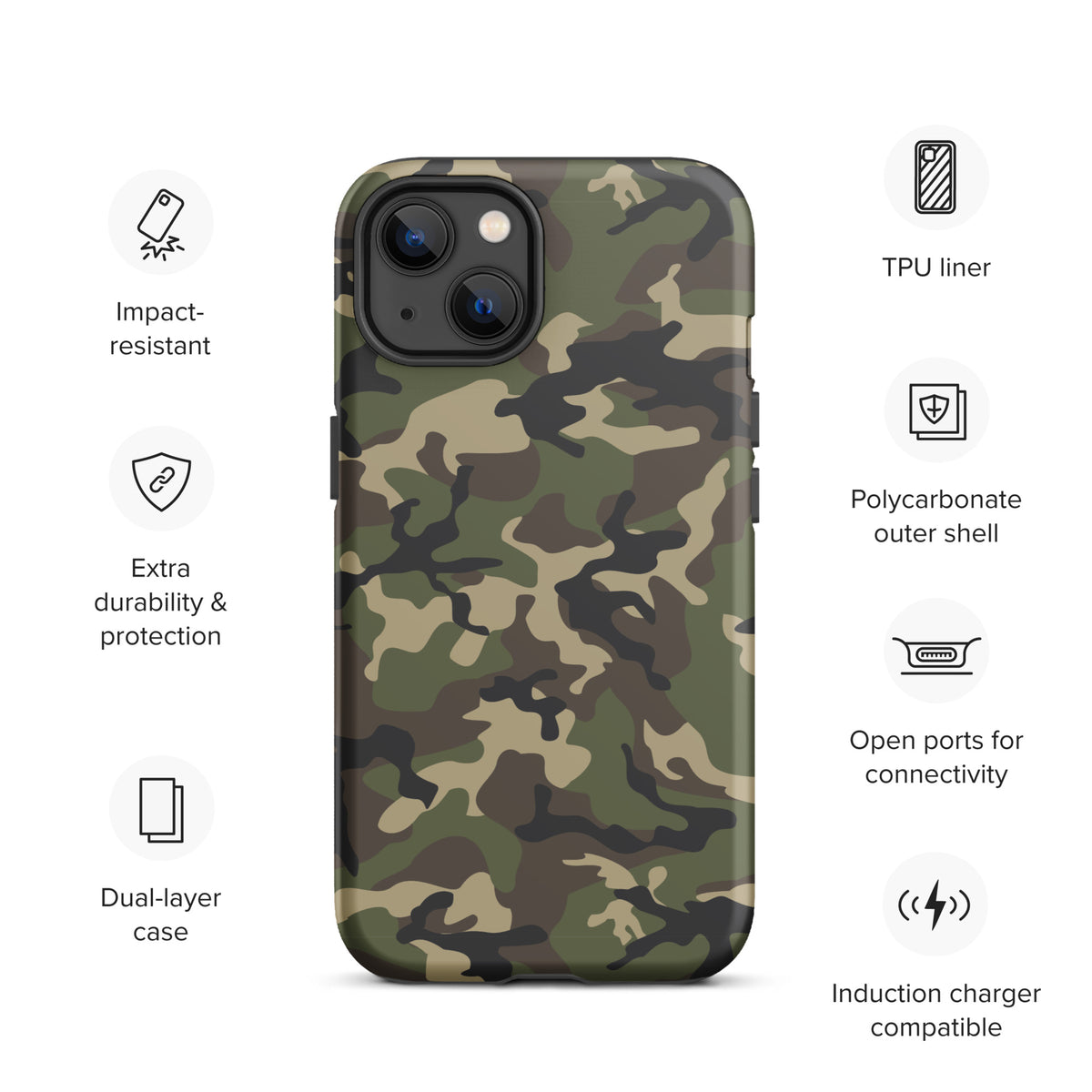 Woodland Camo Tough iPhone case