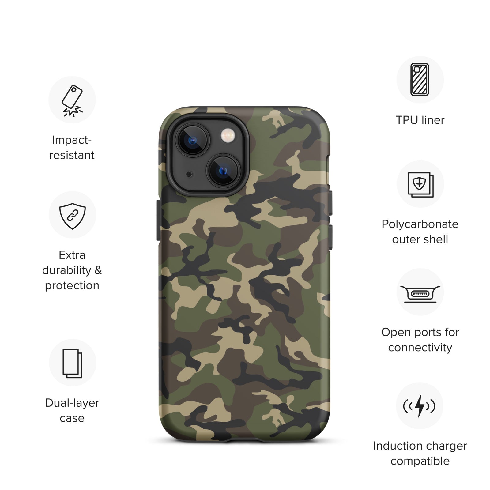 Woodland Camo Tough iPhone case