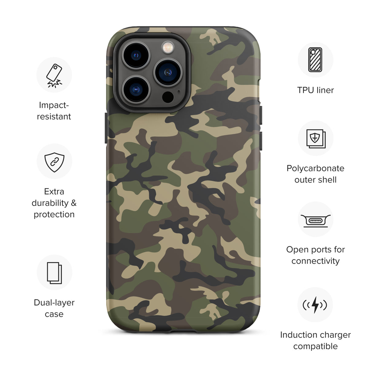 Woodland Camo Tough iPhone case