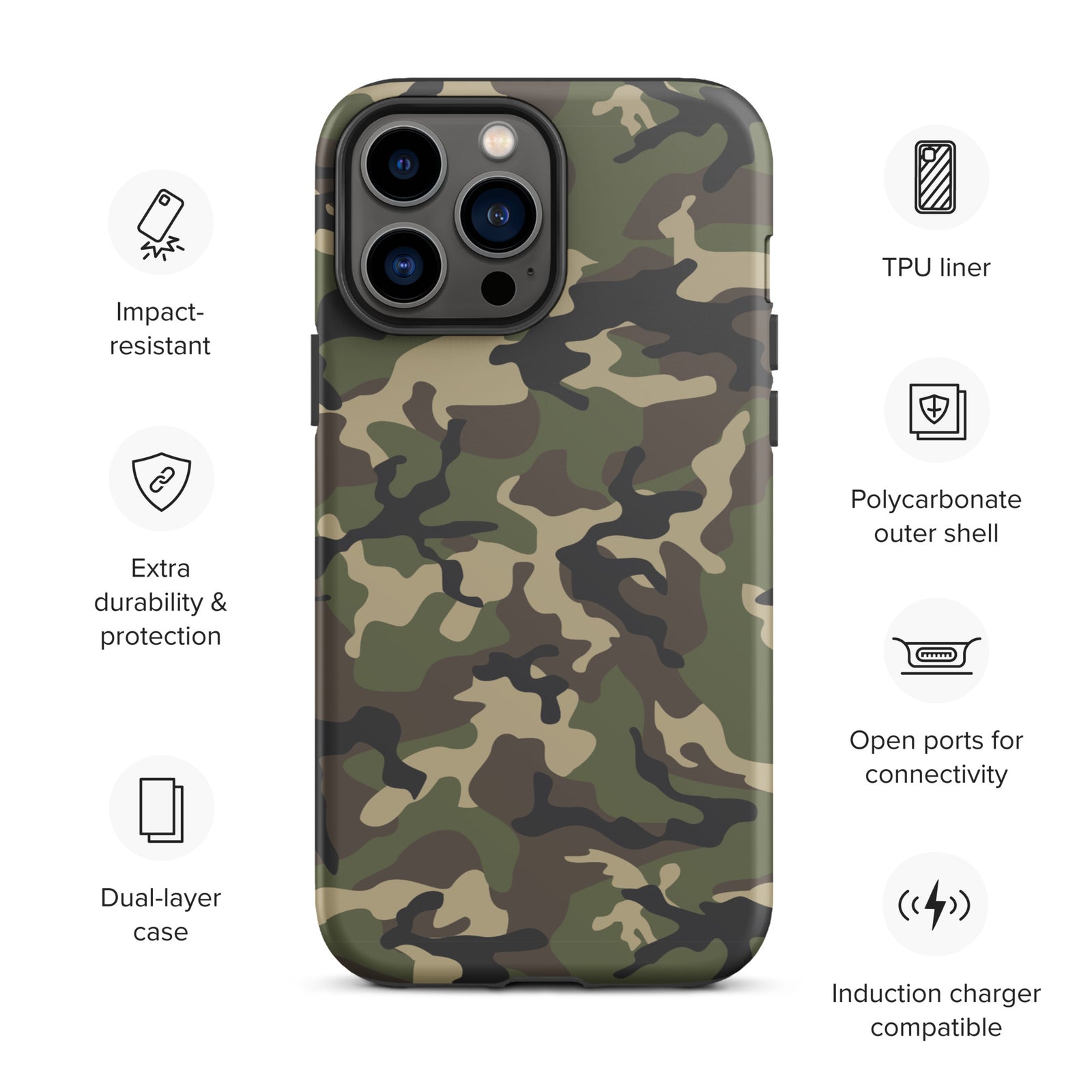 Woodland Camo Tough iPhone case