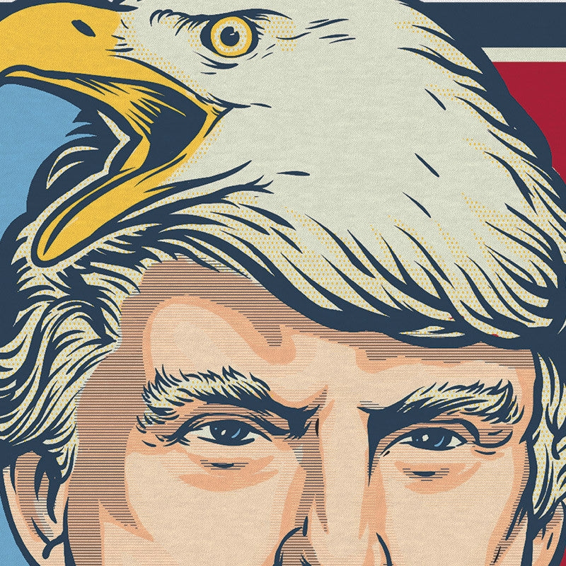 Close up of The Donald's amazing American Eagle comb over