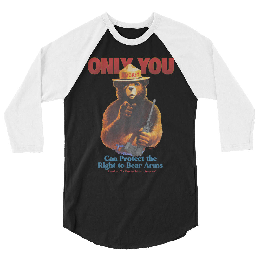 Only You Can Protect the Right to Bear Arms Smokie 3/4 sleeve raglan shirt