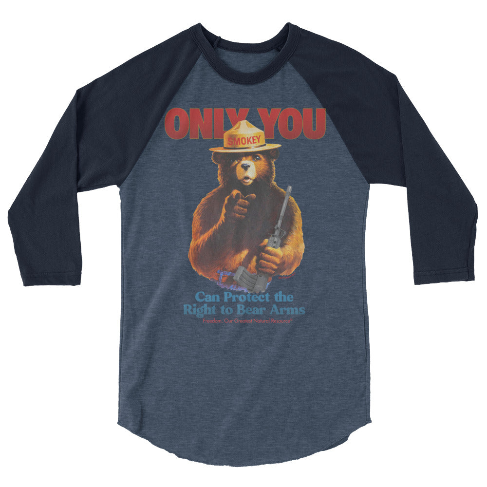 Only You Can Protect the Right to Bear Arms Smokie 3/4 sleeve raglan shirt