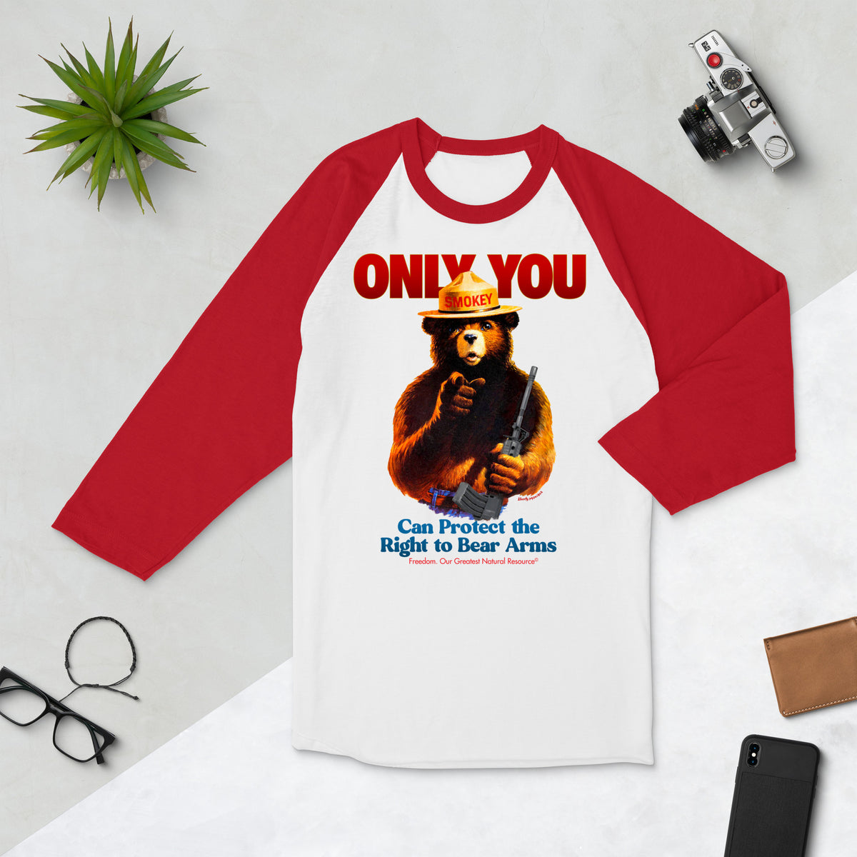 Only You Can Protect the Right to Bear Arms Smokie 3/4 sleeve raglan shirt