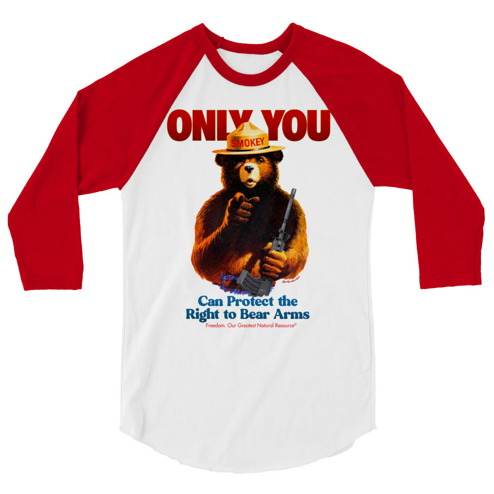 Only You Can Protect the Right to Bear Arms Smokie 3/4 sleeve raglan shirt