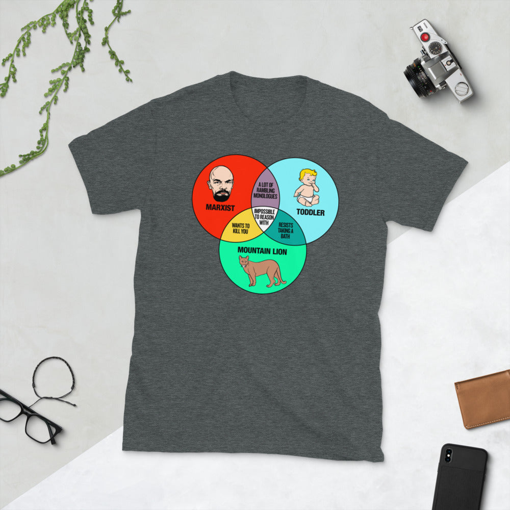 Marxist Toddler and Mountain Lion Venn Diagram Short-Sleeve Unisex T-Shirt