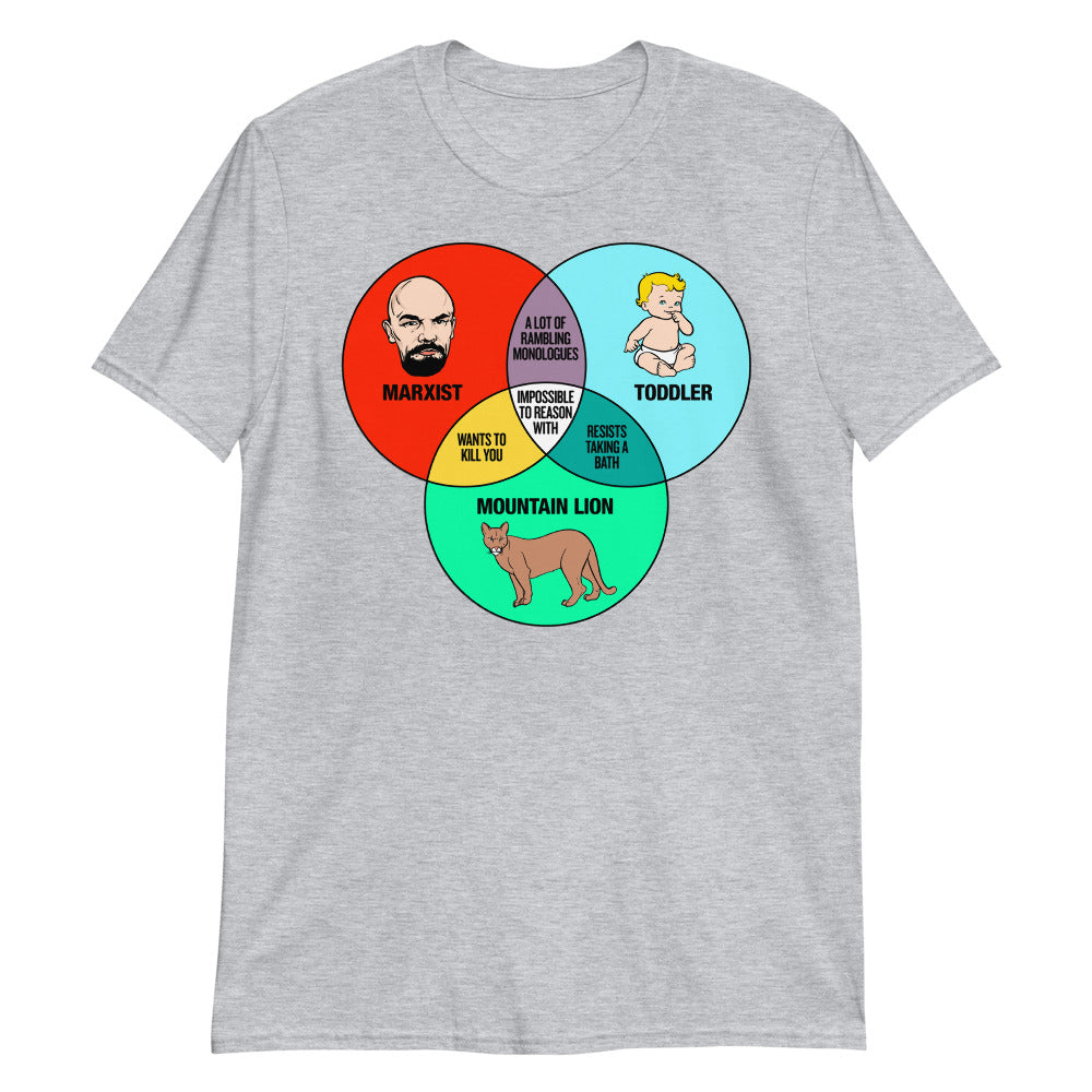 Marxist Toddler and Mountain Lion Venn Diagram Short-Sleeve Unisex T-Shirt