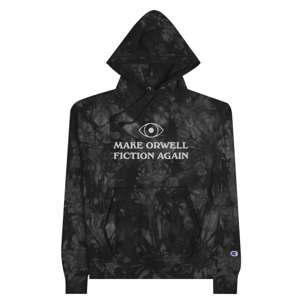 Make Orwell Fiction Again Unisex Embroidered Champion tie-dye hoodie