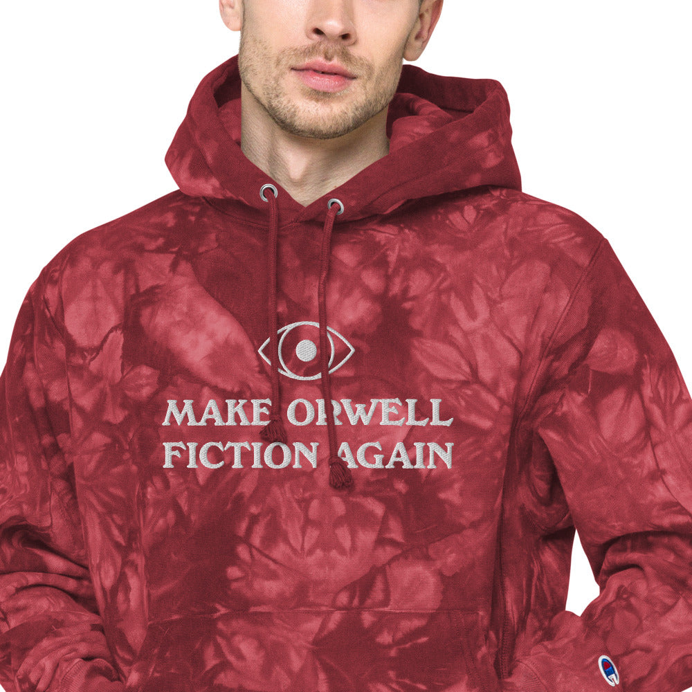 Make Orwell Fiction Again Unisex Embroidered Champion tie-dye hoodie